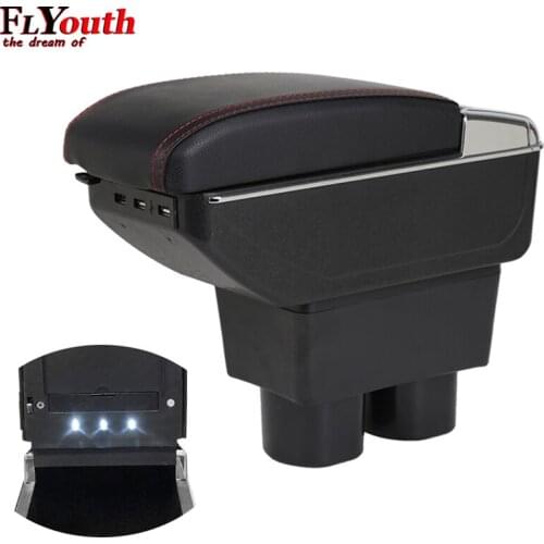 Armrest Box For Nissan Tiida 2005-2014 USB Charging LED Light Car Arm Rest Rotatable Centre Console Storage Box