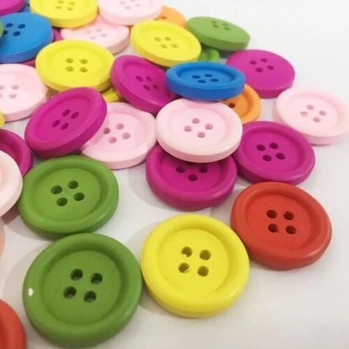 20mm Round Wood Buttons Pack of 100pcs Natural unfinished Wooden Buttons
