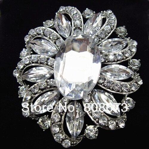 Factory Direct Sale Cheap Price Big Glass Crystal Flower Vintage Brooch For Wedding Bridal Bouquet