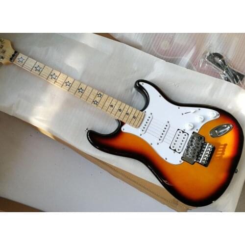 Multicolored tremolo guitar, maple fingerboard, white shield, HSS pickup, can be customized as required, free delivery