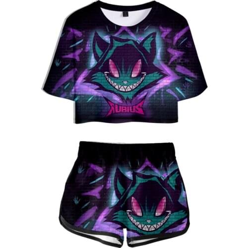 Rubius Z 3D Summer unisex Sets Sexy Short Tops+shorts Elastic Waist Suit Vitality Kawaii Two Piece Sets
