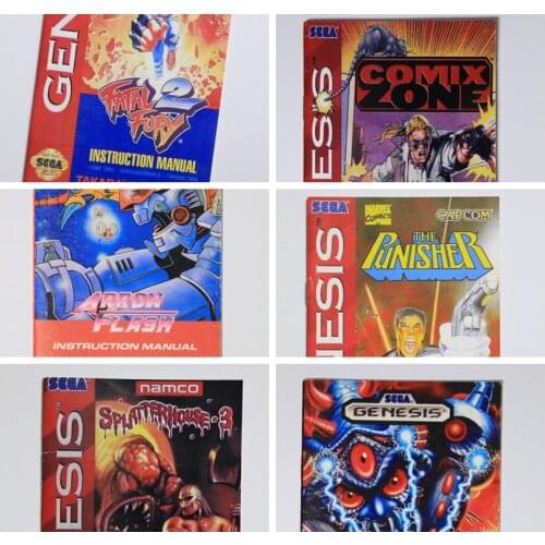 Genesis Manual Book Manuals for 16 Bit Sega Mega Drive Genesis MD Game Card