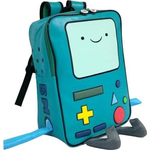 Adventure Time backpack with Finn and Jake CN BMO backpack Beemo Be more Cartoon Robot High-grade PU Green