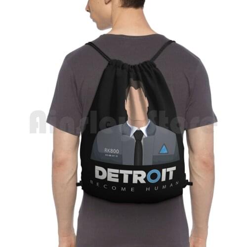 Detroit Become Human Backpack Drawstring Bag Riding Climbing Gym Bag Connor Detroit Become Human Ps4 Video Game Vector Art