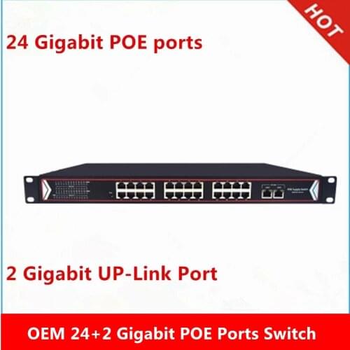 24 Gigabit POE ports +2 Gigabit UP-Link Port PoE Network Switch Hub Power Over Ethernet PoE power For IP Camera System