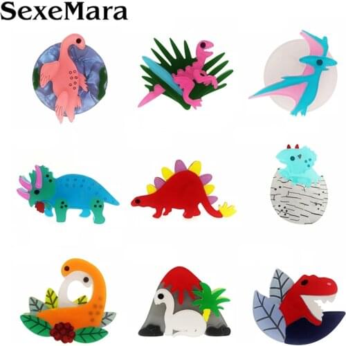 SexeMara Acrylic Dinosaur Brooch For Boys and Girls Cartoon Animal Brooch Pin Broche Badges Bag Jewelry Gift broche
