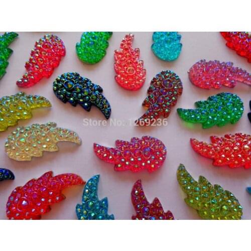 Sew on Loose Beads resin Crystals multi- colour mixed loading 17*36mm Leaf shape Rhinestones Accessories Strass 30pcs/lot