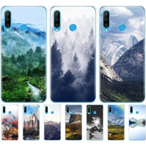 Silicon phone cover case for HONOR 20 lite view 30 v 30 pro cover for honor 20S 9A 9C 9X Premium 7s 8a Mountain Forest Clouds