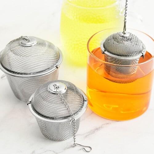 Arshen 3 Sizes Spice Seasoning Bag Tea Strainer Chained Lid Stainless Steel Mesh Ball Tea Coffee Filter Basket Infuser Tools