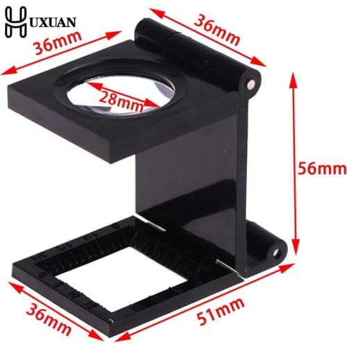 10X 28mm Microscope Folding Magnifier Stand Loupe With Scale For Textile Optical Foldable Magnifying Glass Tool