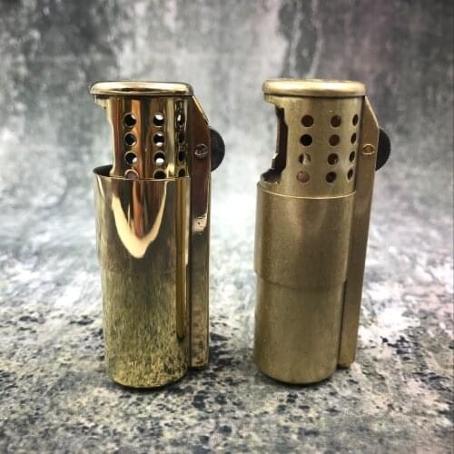 Vintage Trench style Brass kerosene Gasoline petroleum oil cigarette lighter creativity Flint wheel Windproof Flint igniters