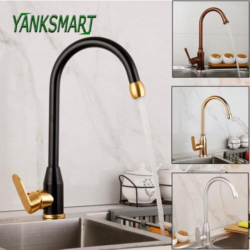 YANKSMART Space Aluminium Kitchen Faucet Deck Basin Sink Deck Mounted Single Handle Faucets Sink Hot And Cold Mixer Water Tap