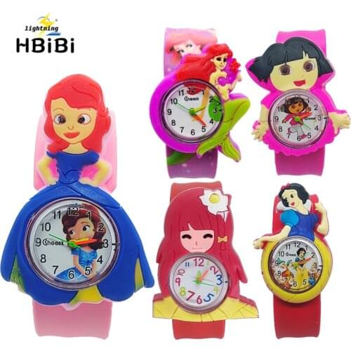 Women Cartoon Princess Mermaid girl style kids watches bracelet digital dial children students girls clock rubber quartz watch