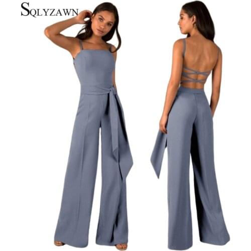 Fashion Women Summer Rompers Womens Jumpsuit Long Elegant Backless Sleeveless High Waist Long Pants Party Night Slim Overalls