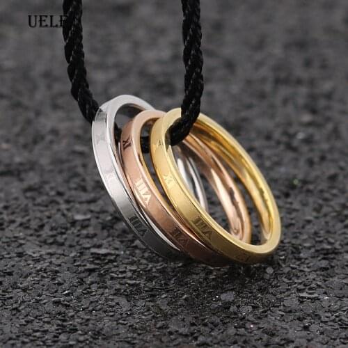 Uelf Brand Roman Numbers Ring Stainless Steel Korean Style Ring for Women Ladies Girls Rose Gold Color Finger Bague