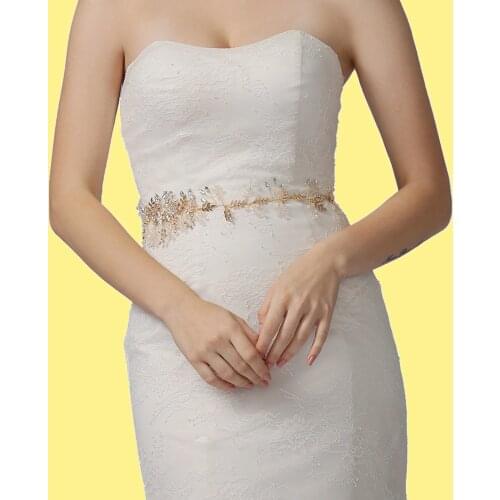ZMSH235 Golden Rhinestones Bridal Belt Ribbons Wedding Belt Sash For Bridal Bridesmaids Dresses Belt flower belt Evening Dresses