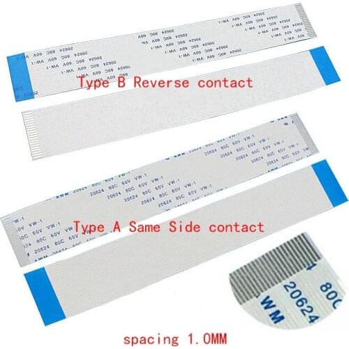 10Pcs FPC Flexible Flat Cable FFC 1MM 200MM A B type interface 4P 5P 6P 8P 10P 12P 14P 16P 18P 20P 22P 24P-60P 20cm