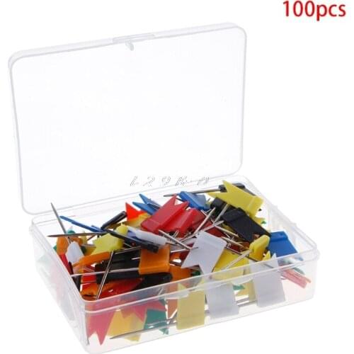 100 Pieces Mixed Color Flag Push Pins Nail Thumb Tack Map Drawing Pin Stationery Office Binding Supplies