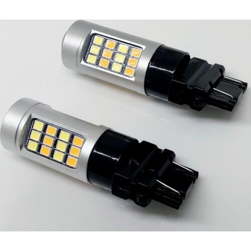 2pcs 3157 P27/5W T25 42SMD 2835 LEDs Switchback LED Car Signal Lights Turn Parking Auto Led White Amber Dual Color