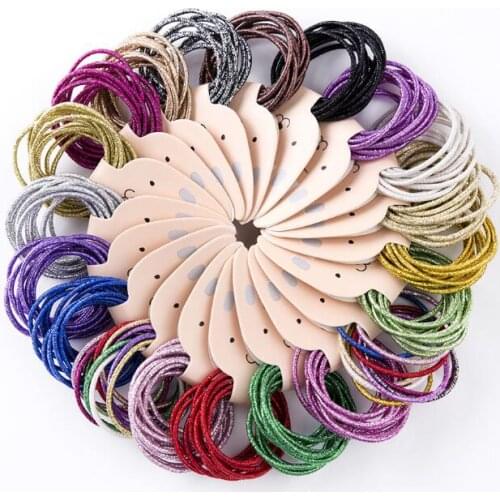 200set/lot 10pcs/set DIY Simple Multi Spun Gold Glitter Hair Bands Elasticity Rubber Bands Hair Styling Tools Accessory HA1790