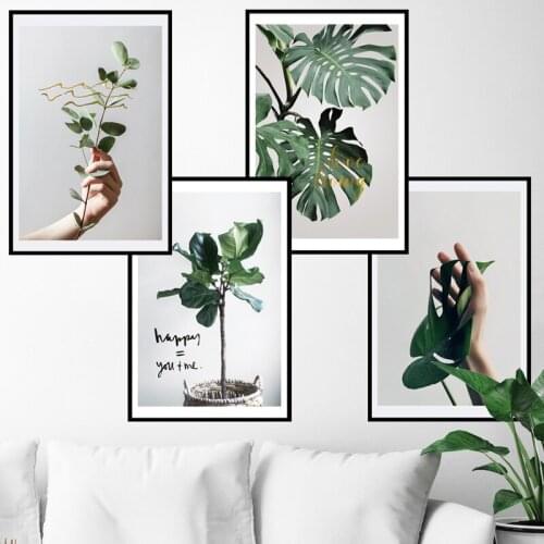Nordic Style Nature Green Plant 3D Wallpaper Home Decoration Wall Sticker Flower Pictures Living Room Posters and Prints Art
