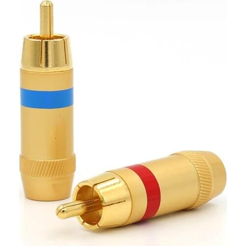 4pcs Gold Plated RCA Connector RCA male plug adapter Video/Audio Wire Connector Support 8mm Cable black&red super fast