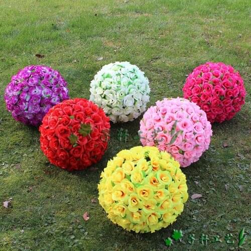 40 CM/15.7" Artificial Silk Flower Rose Kissing Ball Super Large Size Lantern for Christmas Ornaments Party Wedding Decoration