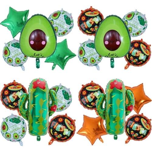 5pcs Avocado Cactus Foil Balloons Lets Avocado Fiesta Theme Party Helium Globos Fruit Party Birthday Party Decorations Kids Toy