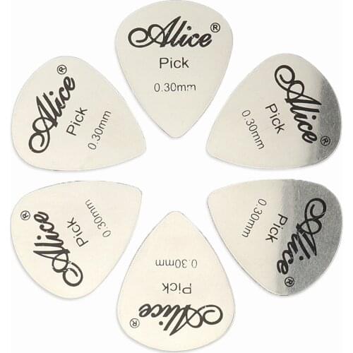 6Pcs Guitar Picks Metal 0.3mm Thin Durable Silver Color Professional For Bass Ukelele Guitar Picks