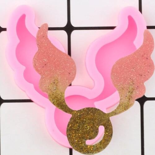 Shiny Angel Wings Silicone Mold Custom Keychain Polymer Clay DIY Jewelry Making Pendant Charms Mould Candy Chocolate Moulds