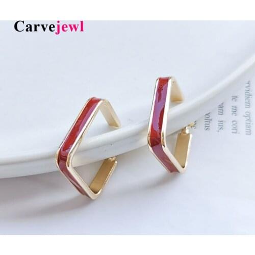 Carvejewl Square color rich enamel Hoop Earrings For Women Fashion Jewelry Pendientes Boho Geometric Simple Statement earrings