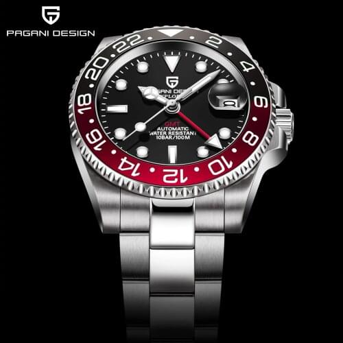 PAGANI DESIGN New Men Automatic Mechanical Watches GMT Watch 40mm Sapphire Stainless Steel Sports Waterproof Watch reloj hombre