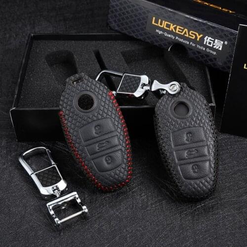 Luckeasy key cover for vw touareg 2011 2014 2016 Car Key case leather holder remote for volkswagen key 4-dz3