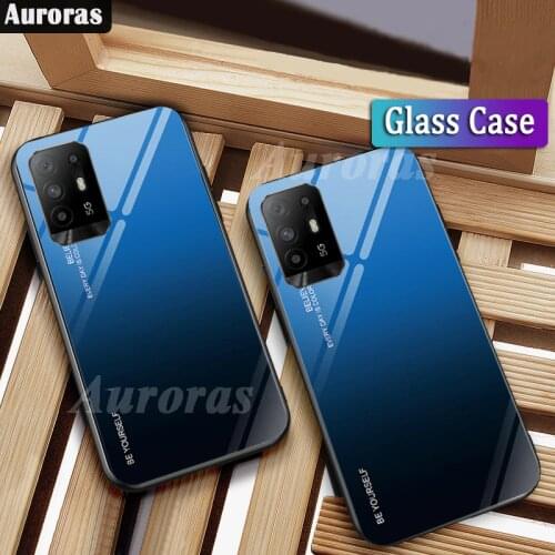 Auroras Gradient Tempered Glass Case For OPPO A94 5G Phone Cover Full Coverage Cases For oppo A94 Cover
