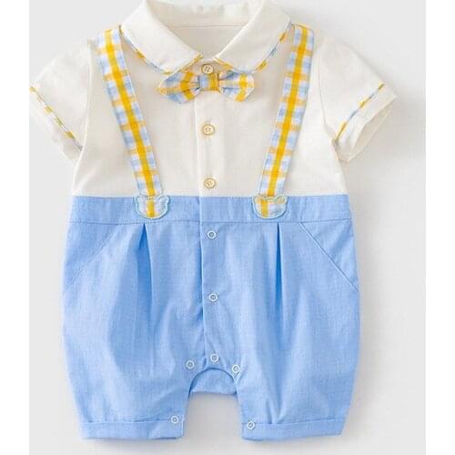 Childrens clothing 2021 summer baby full moon dress baby clothing newborn jumpsuit gentleman clothing