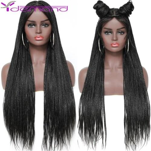 Y Demand Long Full Braided Wig High Quality Synthetic Braided With Baby Hair Wigs For Black Women Cheap Braid Hair Wig