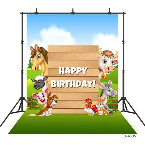 Cartoon Farm Animals Photo Backgrounds Vinyl Cloth Backdrop Photography Props for Children Birthday Party Baby Shower Photoshoot