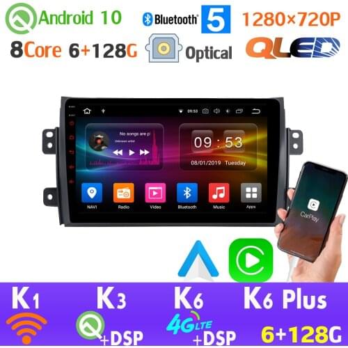 QLED 1280*720P 6G+128G Android 10 Car Radio GPS Player For Suzuki SX4 Fiat Sedici AHD 1080P HDMI Head Unit CarPlay SPDIF 4G LTE