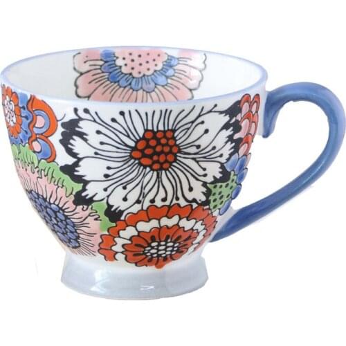 Ceramic Tea Mugs Breakfast Milk Coffee Cup Drinkware Cup For Lovers Kitchen Utensils Wedding Gifts Blue Classic 450ML