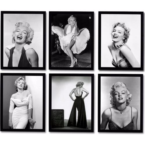 Classical Movie Star Canvas Painting Marilyn Monroe Poster Wall Art Home Decor Picture and Prints Black White Figure Painting