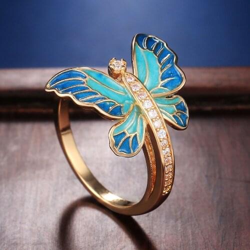Huitan Delicate Butterfly Women Ring Wedding Evening Party Accessories Daily Wear Holiday Girl Finger Rings Fashion New Arrival