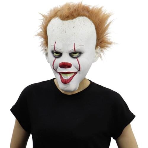 Stephen Kings It Mask Pennywise Costume Joker Mask Tim Curry Horror short hair Masks Cosplay Halloween