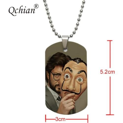 La Casa De Papel metal Necklaces Salvador Dali Figure The House of Paper Necklace Men Xmas Friend Gift Jewelry 2 side print