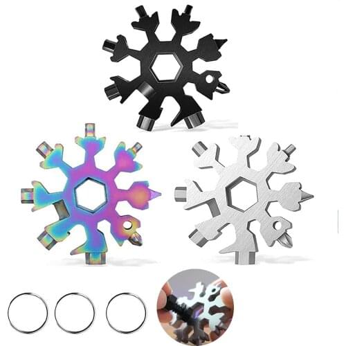 Multi-tool 18-in-1 Snowflake Wrench With Gift box And Key Rings Portable Outdoor Products Snowflake-shaped Tool Nut Tools