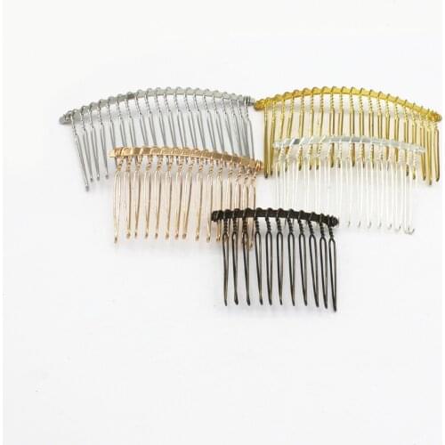 SEA MEW 10 PCS Fashion Metal Hair Combs Base 12/15/20 Teeth 6 Colors Plated Hair Combs Setting For Jewelry Making