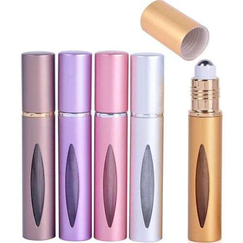 MUB 10ml Aluminum Perfume Bottle Steel Roll-on For Essential Oil Mini Roller Ball Bottle Travel Refillable Case Empty Container