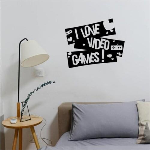 I Love Video Games Wall Stickers Home Decor Wall Sticker For Living Room Game Room Kids Room Vinyl Revocable Art Mural ov741