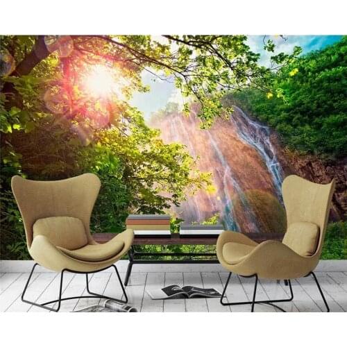 Beibehang papel de parede Custom photo wallpaper 3D mural beautiful sun waterfall decorative landscape TV background wall