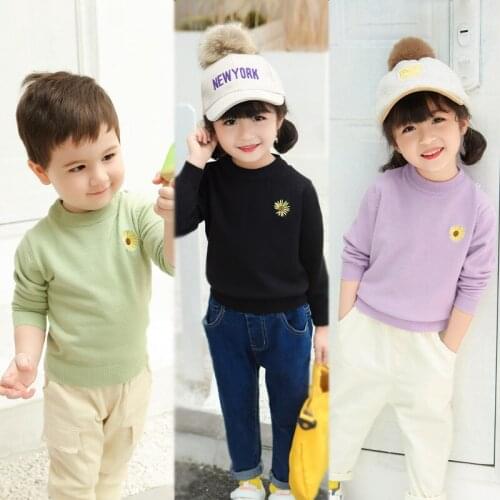 Autumn Winter Knitted Sweater Solid Baby Girls Boys Sweater Unisex Kids Clothing Pullover Sweater Long Sleeves Children Clothes