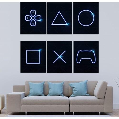 Playstation 5 poster and print Video Game Minimalist Gamer For Boys Girls Wall Art Modern Room Decor frame
